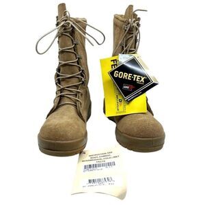 Belleville Womens Combat Boots Beige Round Toe Mid Calf Lace Up Wedge Heel 5 New